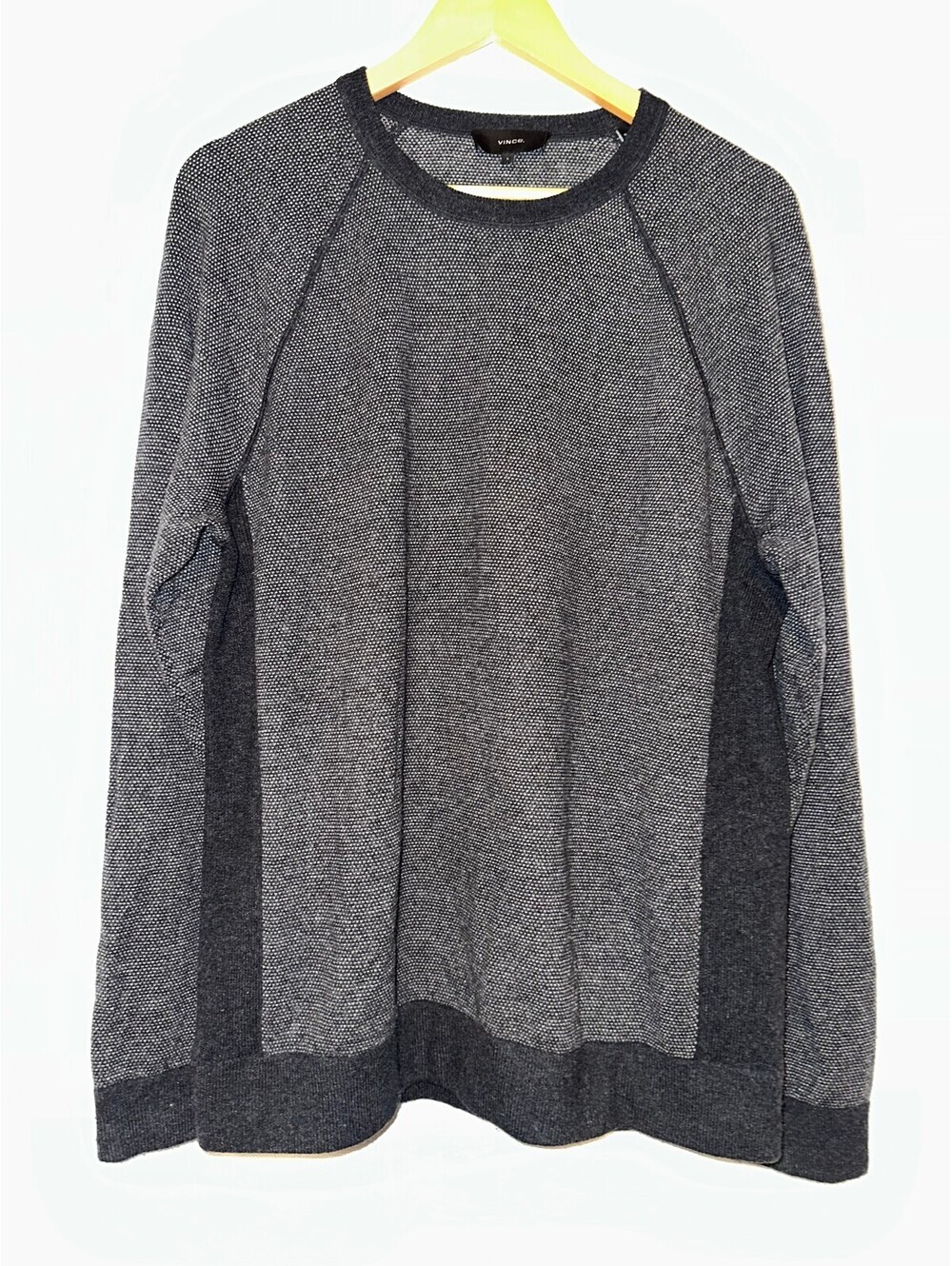 Vince Men's Gray Raglan Wool/Cashmere Crew Neck Sweater L